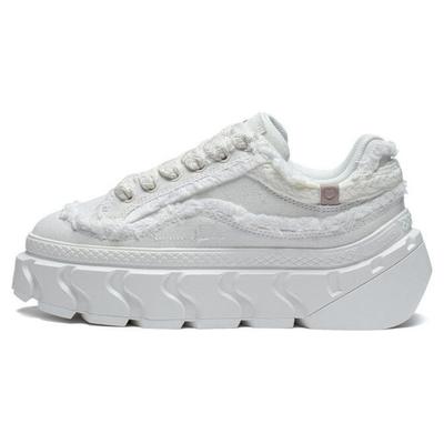 Li Ning CF Série Surging Tênis de Skate Feminino de Cano Baixo Antiderrapante Resistente ao Desgaste Branco AGLS260-1