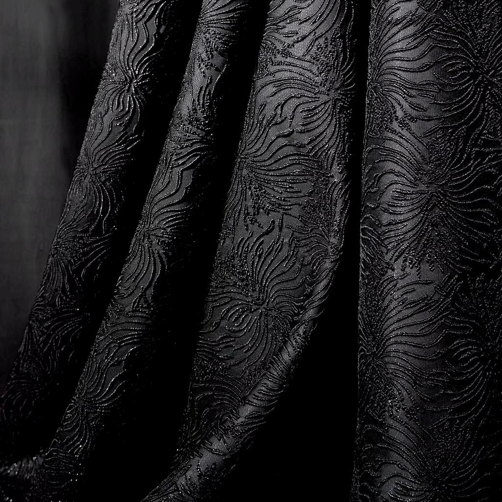 50x133cm Schwarze Spinnenlilie 3D Geprägter Texturierter Jacquardstoff für DIY Handgemachte Anzüge und Designer Jackenstoff
