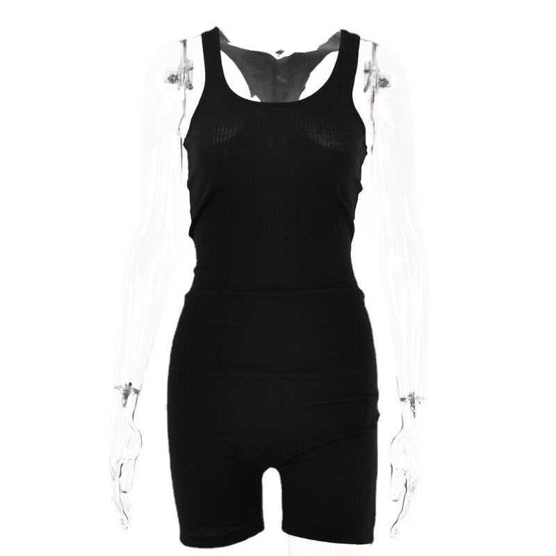 

Европейский и американский облегающий спортивный комбинезон без рукавов с U-образным вырезом S