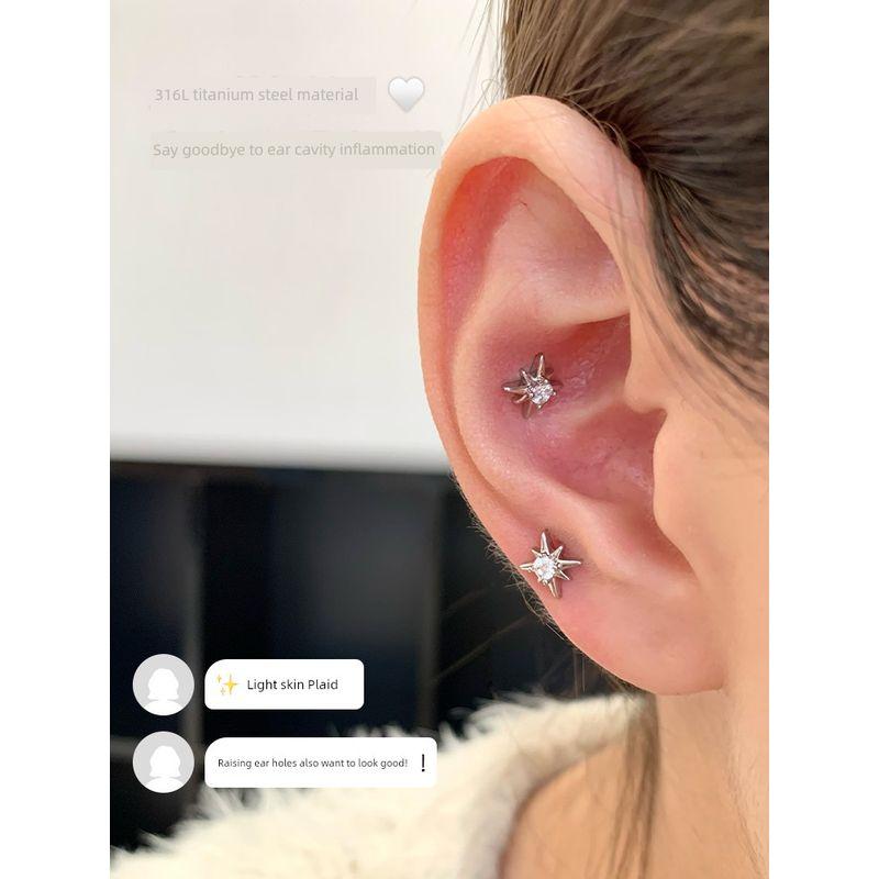 Ringring Store Mini Ear Bone Studs Medical Titanium Steel Ear Studs Ear-Caring High Ear Lobe Nail Ear Ear Bone Pin Earrings