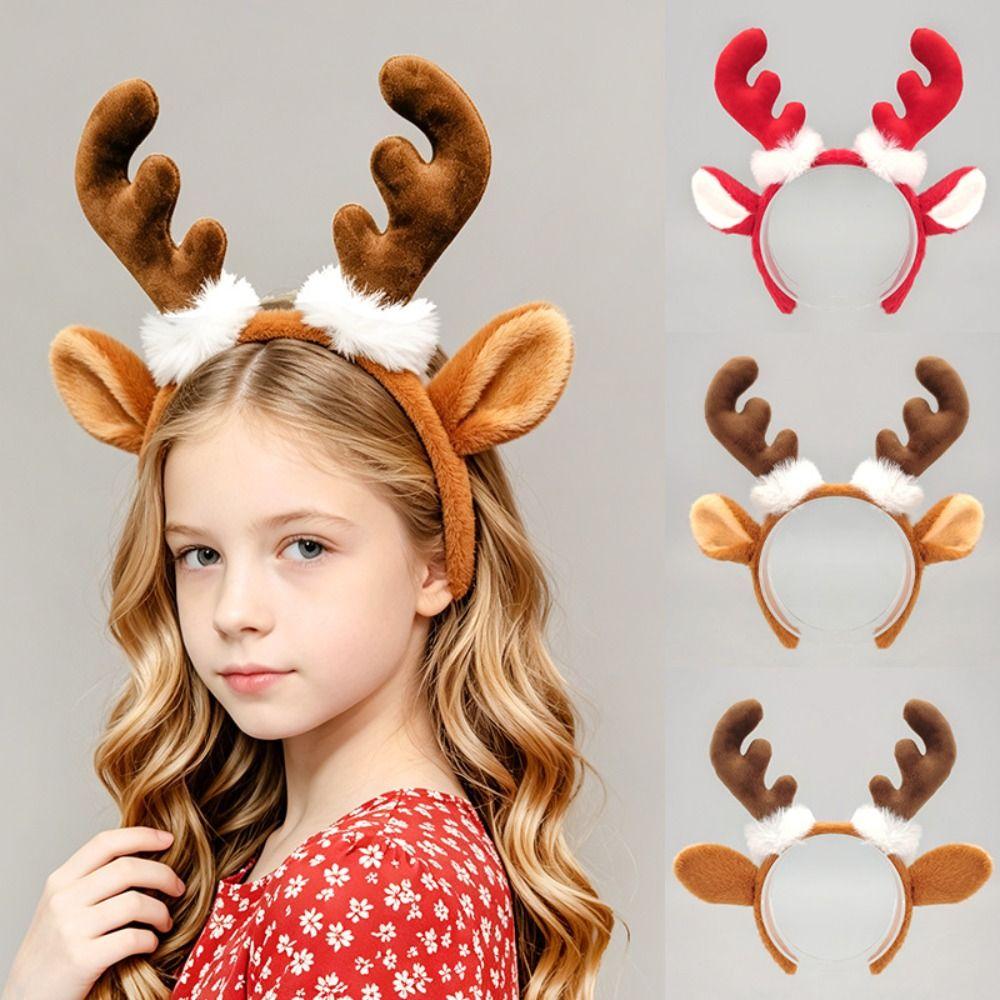Plush Reindeer Hair Hoop Cute Deer Ear Hairpiece Fashion Animal Cosplay Headwear  Cosplay