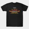 Men Black Print T-shirt All Valley Karate Championship 1984 No-Cut Transfer Paper Print Cotton Tshirt