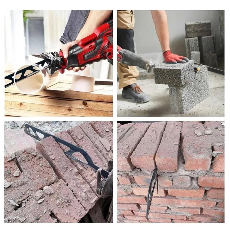 1pc 12in Demolition Masonry Reciprocating Saw Blade - Hard Alloy Blade for Cutting Brick, Wood, Metal, PVC Tube, Porous Concrete