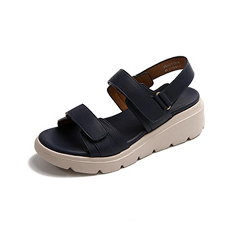 

Retro Thick Bottom Roman Sandals Female Summer New Large Size Versatile Wedges Middle Heel Sandal Casual Solid Open Toe Sandales 35