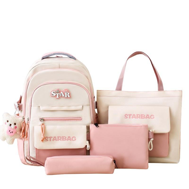 Four-Piece Backpack Set Children's Large Capacity Backpack Junior High School Student Schoolbag College Style Backpack