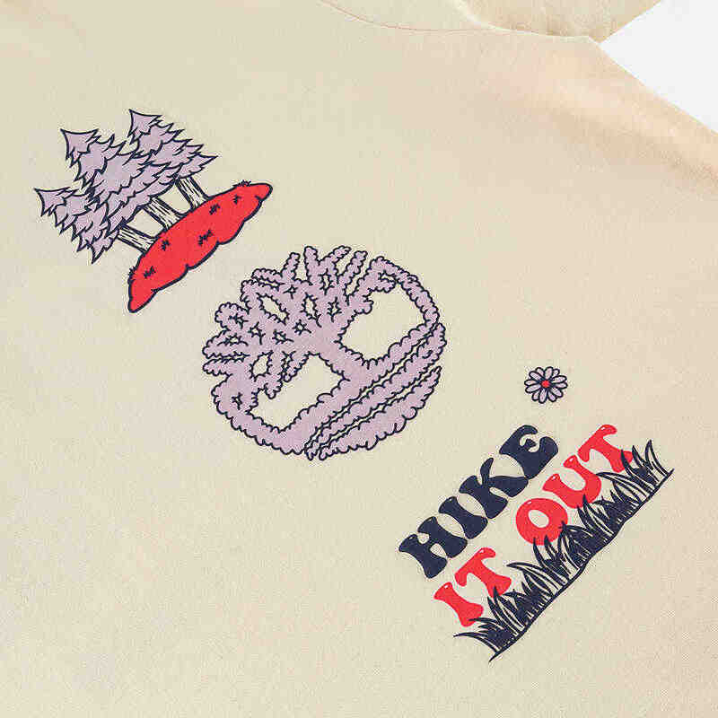 Timberland American Vintage Cartoon Print Round Neck Short Sleeve T-Shirt Unisex T-Shirt Smoke-White A2R2M-V04