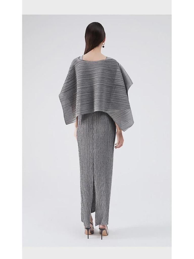 2025 Spring Women's Slim Evening Two-Piece Pleated Dress Set