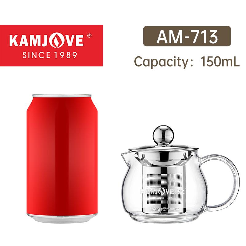 

KAMJOVE-Стеклянная чашка для чая, термостойкая кружка, AM-713 717 718 Стеклянный чайник для чая из нержавеющей стали 304 для контакта с пищевыми продуктами Чайный набор 150-250ml