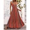 Vestido Largo Casual de Verano para Mujer con Escote en V Profundo, Sin Mangas, Corte Holgado y Detalle de Lazo Estampado