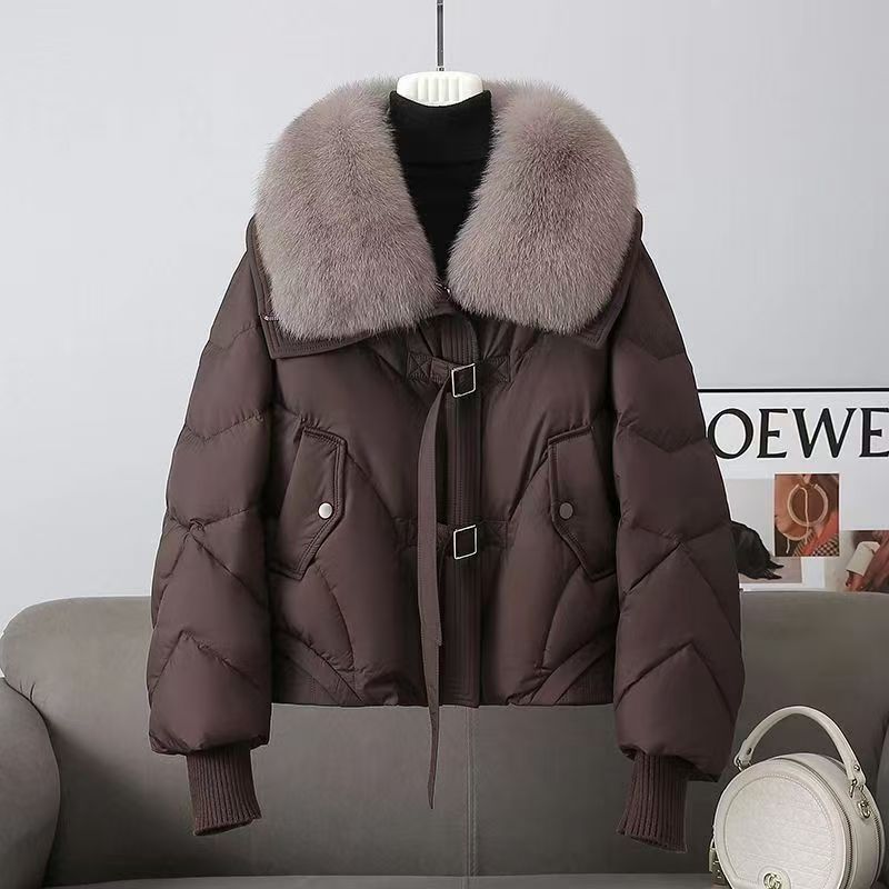 Big Fur Collar Down Cotton Coat Large Size Thickened Warm Jacket