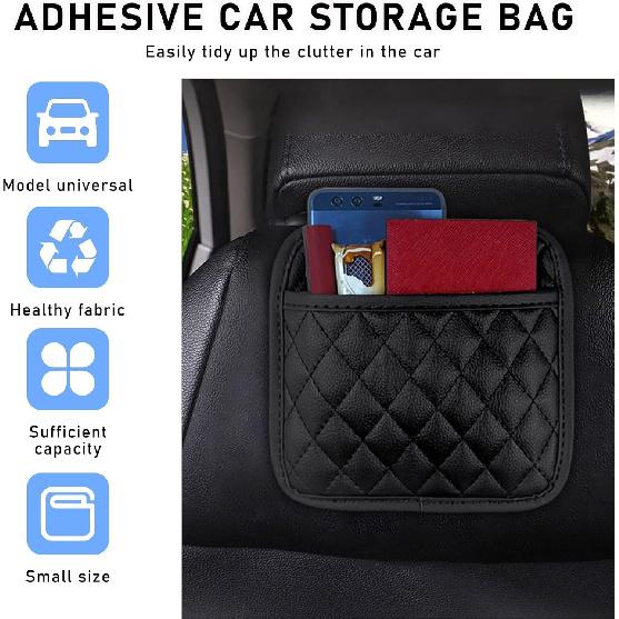2 PCS Side Pocket Organizer, Waterproof Leather Self-Adhesive Storage-Large