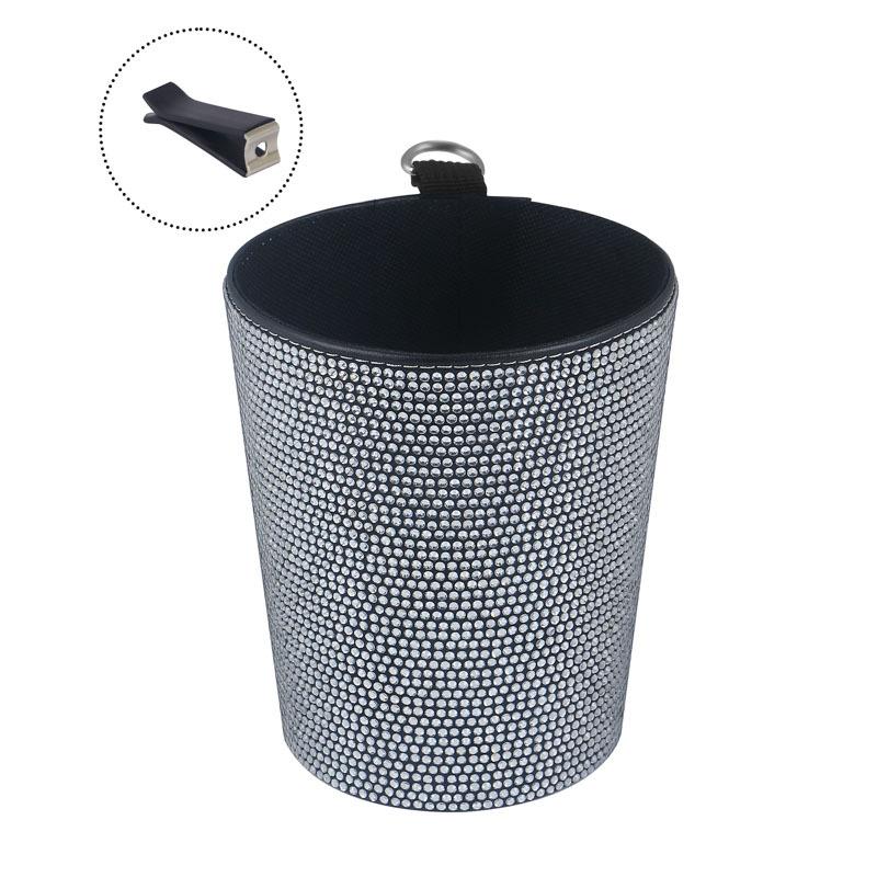 Rhinestone Car Trash Can Cute Garbage Cans Auto Air Vent Trash Bin Portable Waterproof Pink Bling Car Accessories for Women