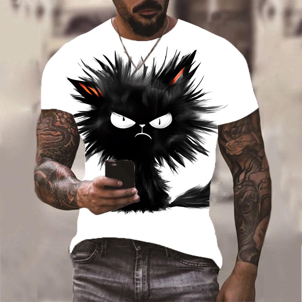 

Мужская футболка с ярким пейзажным принтом - Мягкая полиэстеровая футболка с круглым вырезом, слегка тянущаяся, машинная стирка, базовая вещь на все сезоны для улицы XXL