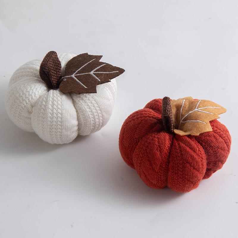 Knitted Pumpkin Decorations for Harvest Festival Orange Pumpkin Pendant Thanksgiving Knitted Pendant Venue Decoration Supplies