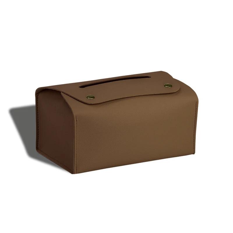 Simple Solid Color Tissue Box Household Table PU Leather Napkin Holder Waterproof Storage Sundries Case Car Paper Organizers Box