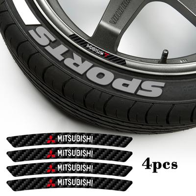 4 pièces Autocollants Jantes Roues Voiture Emblèmes Fibre de Carbone Décoration Auto Style Voiture Pour lancer asx outlander pajero l200