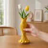 DYS 3D Printed Evening Gown Shaped Vase, Elegant Dress Sculpture Flower Pot, Minimalist Home Ornament for Entryway Side Cabinet