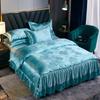 4 stk/sett Europeisk Jacquard Sengeskjørt Sengetøysett Fire Sesonger Laken Dynetrekk Sommer Issilke Dobbeltseng Bryllup Lett Luksus Fire Deler Sett