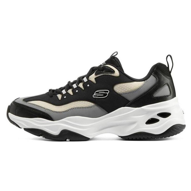 Skechers D LITES 4.0 Men Mesh Leather Round Toe Lace Up Sport Low Top Casual Shoes Black White 237409-BKW 39.5