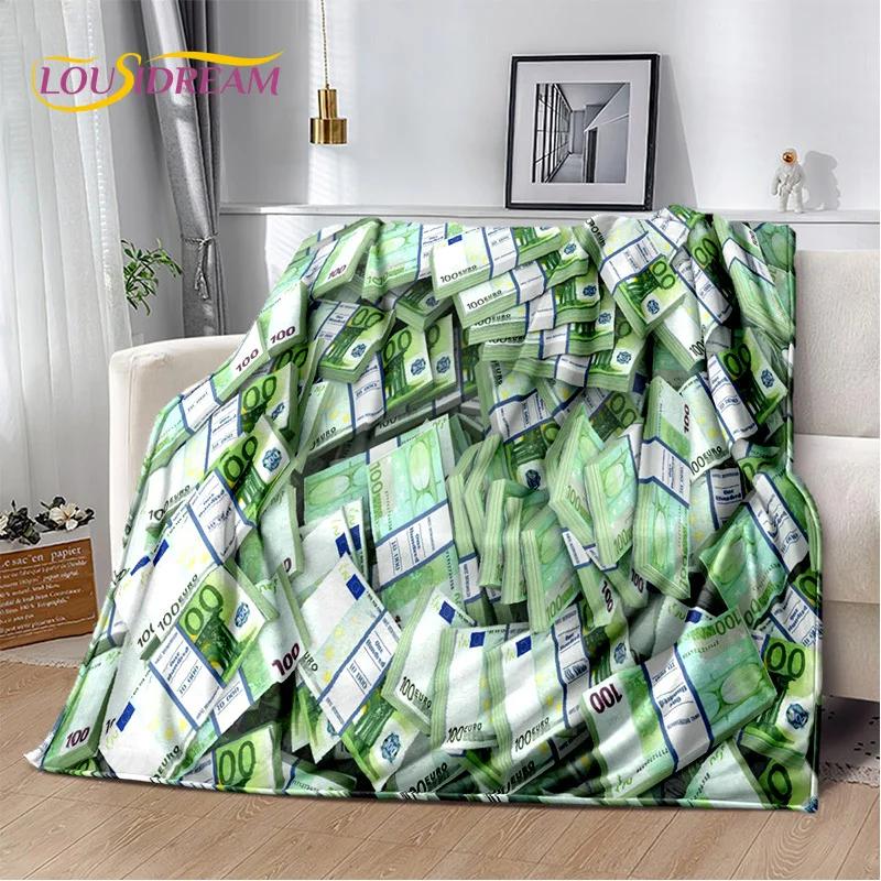D Money Rich Cartoon Plush Throw Blanket Soft Flannel for Living Room Bedroom Perfect Gift for Home Garden