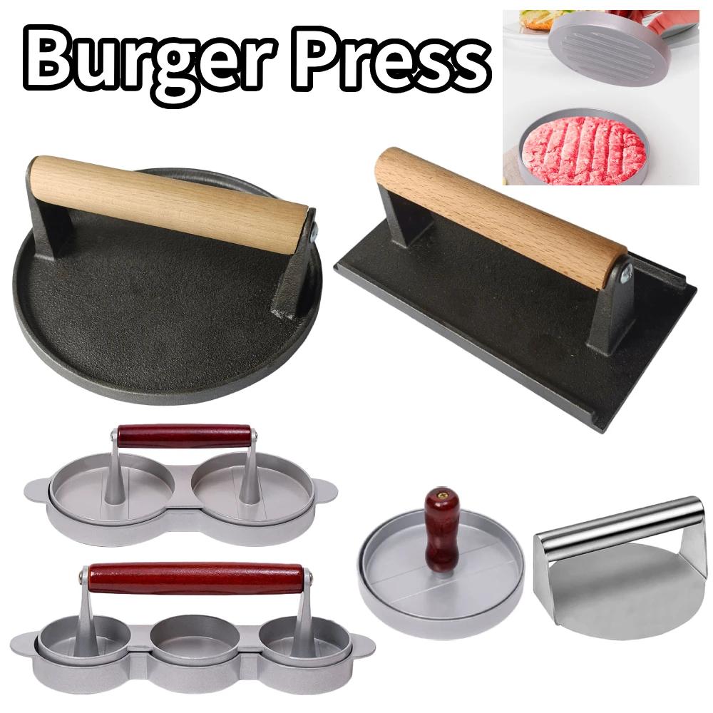 2/3 Cavity Burger Press Square Round Shape Non-Stick Stuffed Hamburger Mold Aluminum Alloy Beef BBQ Meat Press Kitchen Food Mold
