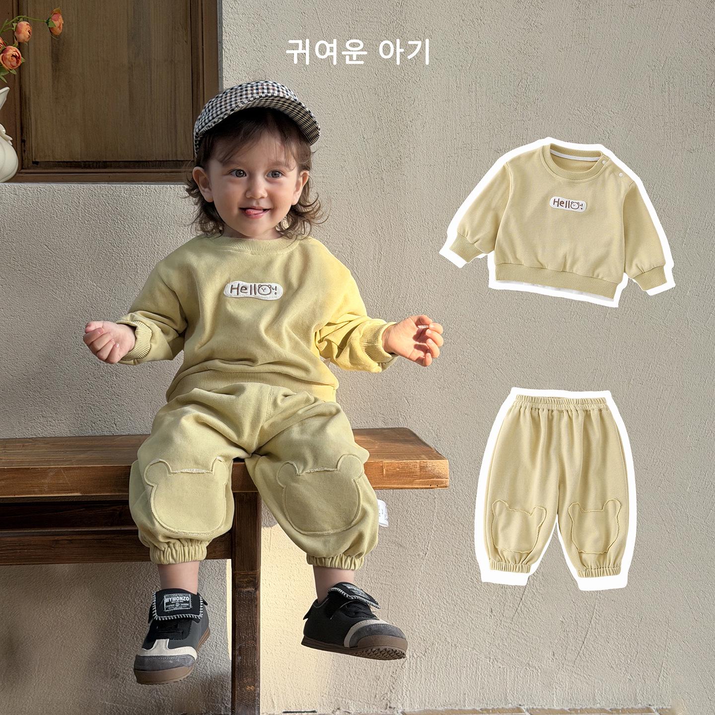

Korean Style Infant and Toddler Hoodie & Sweatpants Set - Spring/Autumn Trendy Outfit 73 cm світло-жовтого кольору