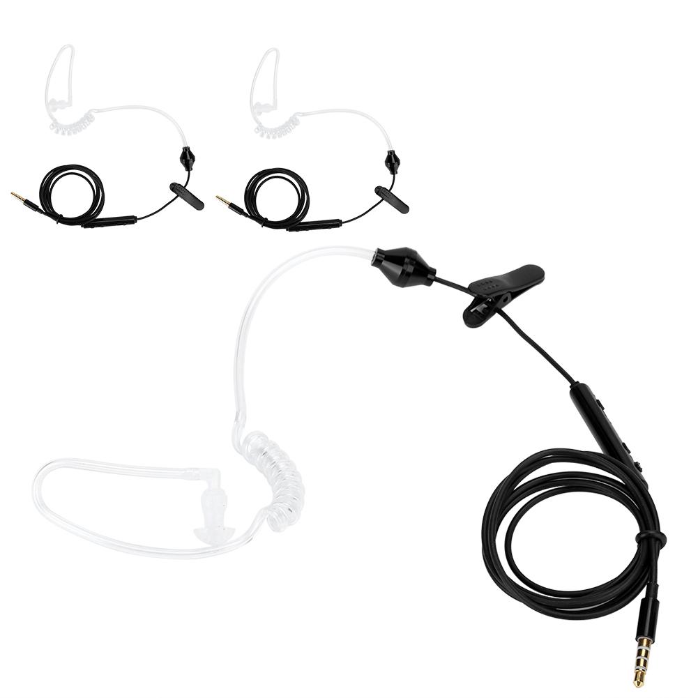 3 Sets HRT‑1 Mobile Phone Air Tube Headset with Microphone 3.5mm Plug Wired EarphoneBlack