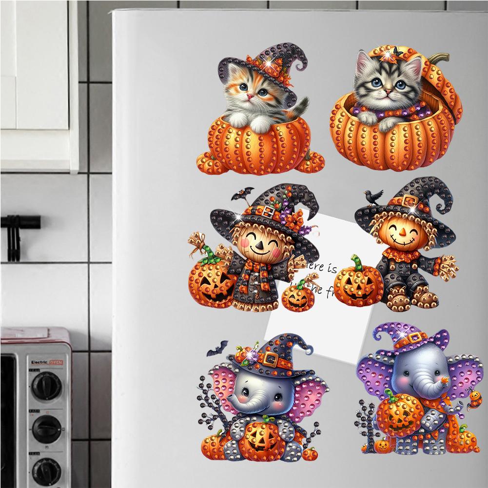 6Pcs Acrylic Special Shape Ghost Fridge Stickers Diamond Art Fridge Magnet Diamond Art Magnets Decals for DIY Crafts Party Gift