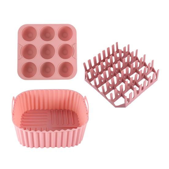 Air Fryer Silicone Basket Liners Large Square Oven Pan BBQ Grill Reusable Cake Molds for Hot Dogs Bacon Jelly