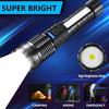 Rechargeable LED Flashlight, Pen Clip + Drawstring Portable Flashlight with Zoom and Battery Indicator, 7 Lighting Modes