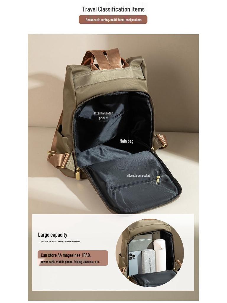 Women's Color Block Nylon Oxford Backpack - 2025 Fashion, Lightweight & Large Capacity for Travel & Commuting