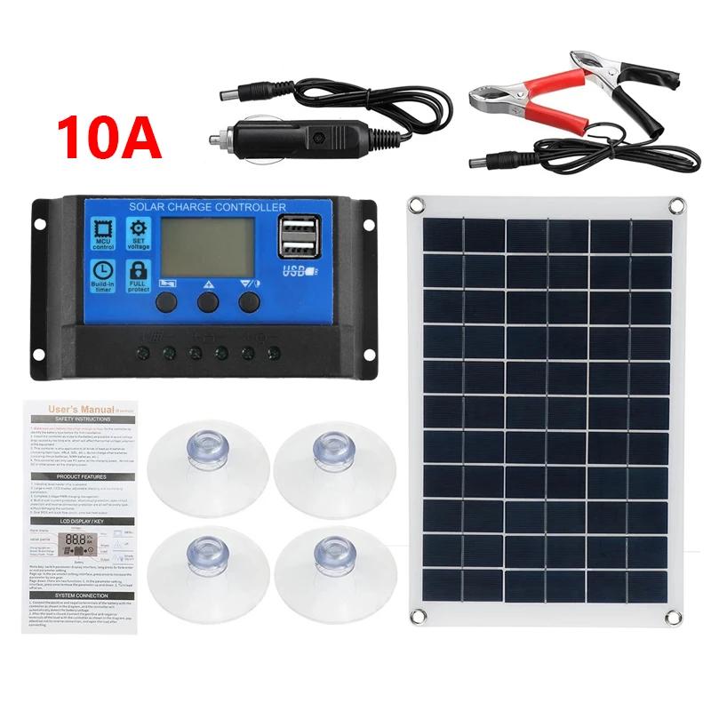 18V Solar Panel 100W With Dual USB Waterproof Outdoor Hiking Camping Portable Battery Mobile Phone Charging Bank Charger Panel
