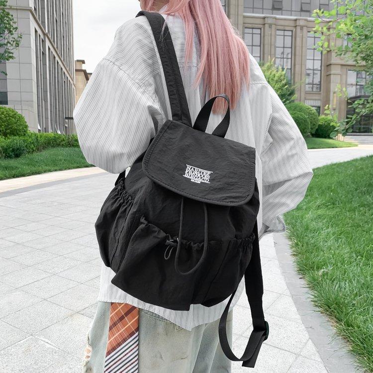 Schoolbag new Korean version drawstring computer bag nylon canvas bag large capacity backpack student class commuting schoolbag
