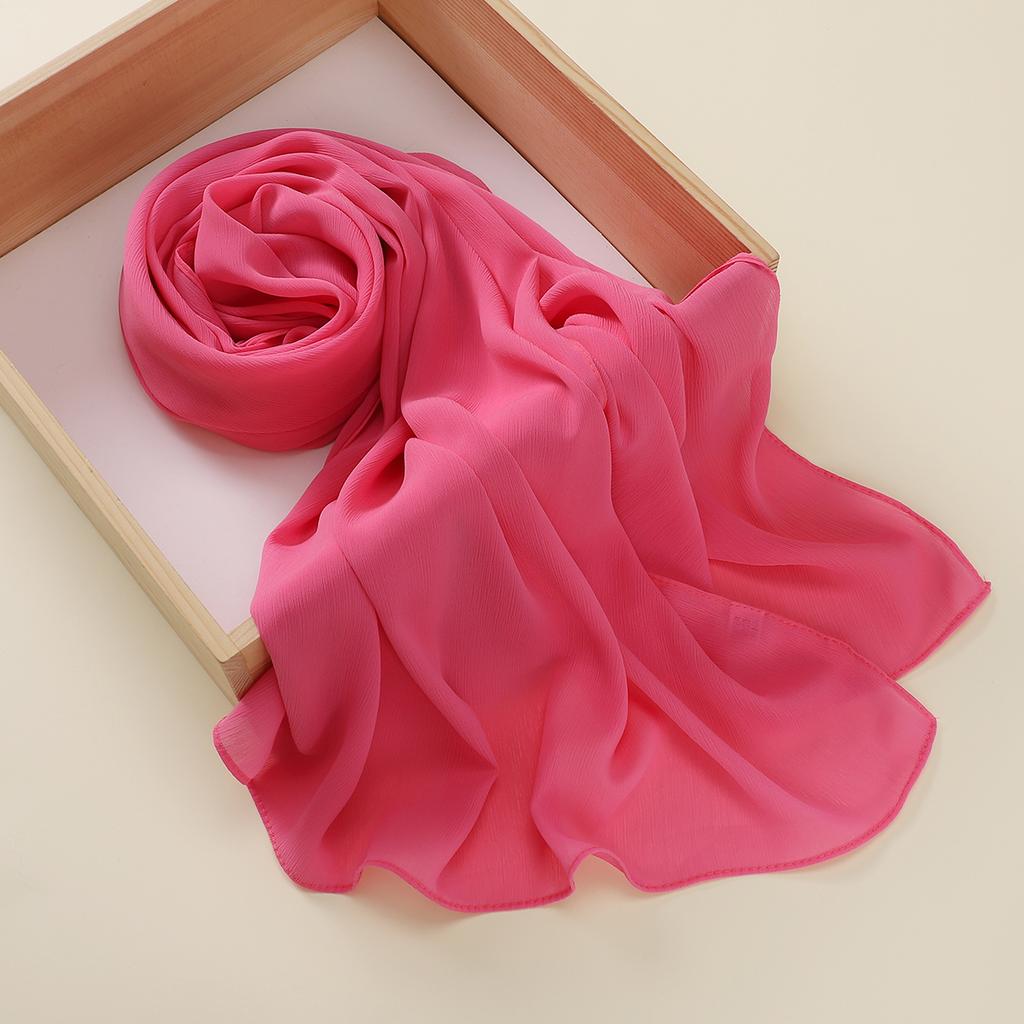Muslim Plain Crinkle Hijabs Heavy Chiffon Scarf Arab Crepe Shawl Wraps Islamic Headband Solid Color Foulard Women
