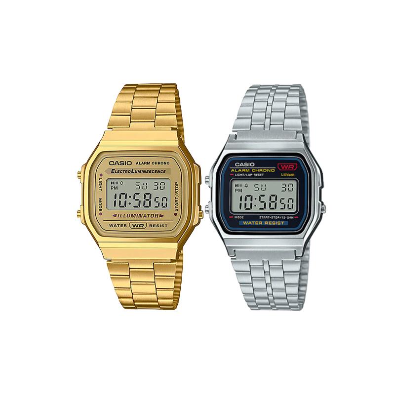 

Casio Watch Series - Square Fashion Classic Retro Small Square Watch LCD Display Waterproof Quartz Movement Stainless Steel Strap A168WG-9W&A159WA-N1 золотой