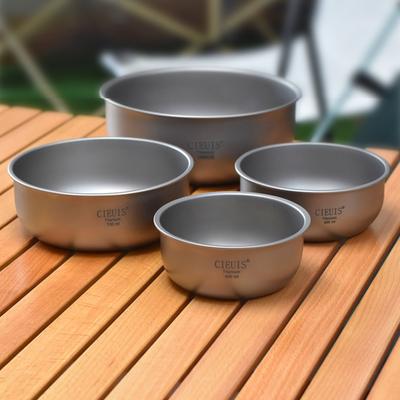 Outdoor Pure Titanium Bowl Plate Single Thick Salad Bowl Light Carry Camping Picnic Large Bowl Rice Bowl Bowl Soup Bowl