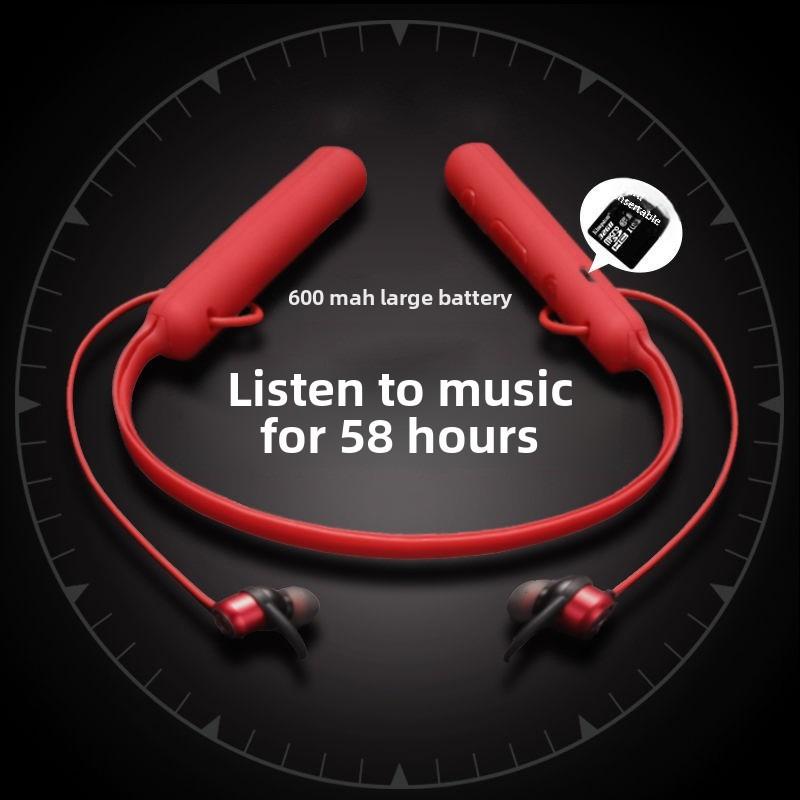 

4D Bluetooth спортивная гарнитура с сабвуфером, крепление на шее, большая емкость, длительное время работы от аккумулятора, игровая гарнитура с возможностью подключения карты памяти красный