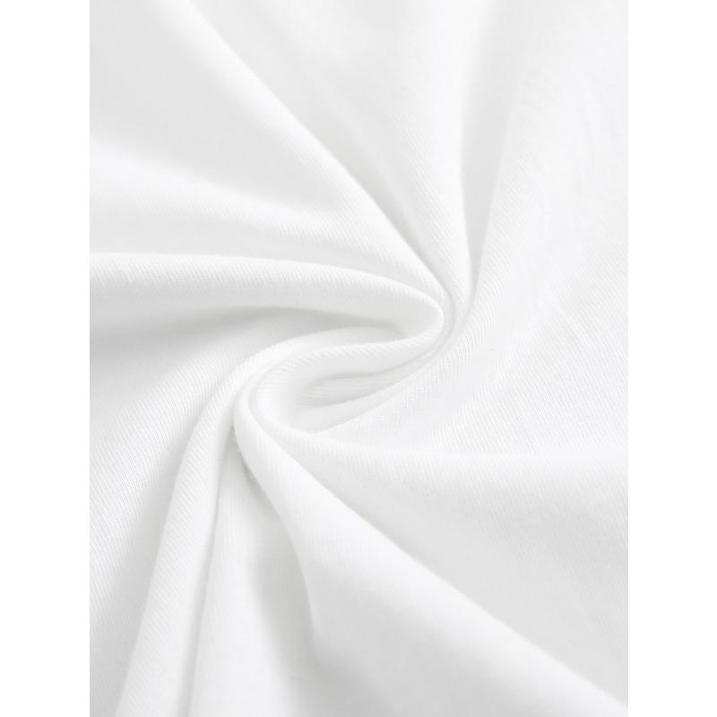 Tamanhos Europeus Estilo Americano Plus Size Tendência de Moda Camiseta de Manga Curta | Pura, Gola Redonda, Estilo Casual, Respirável