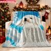 Blanket 1pc Fluffy Dog Under Blue Sky 2D-Printed Flannel Throw Blanket - Soft And Cozy Suitable for Use On The Sofa While Travelin