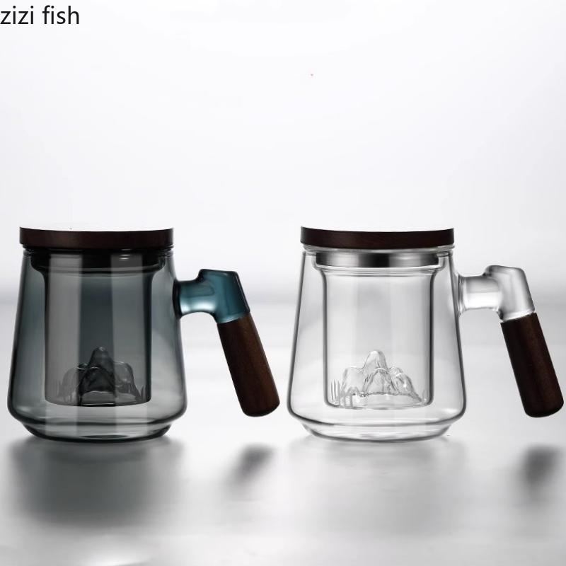 Tekanna i glas Tekopp Teinfuser Te Vatten Separator Filter Tekanna Vattenkokare Te Bryggningsredskap Eftermiddagste Teservis