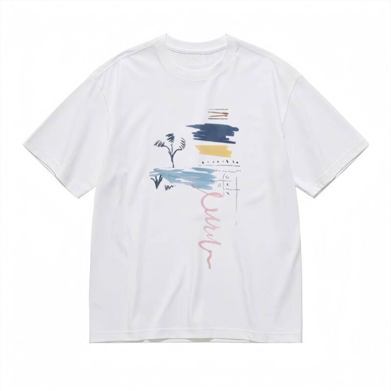 

Women s Trend Breathable Classic T-Shirt Abstract Doodle Pink Text Tee M