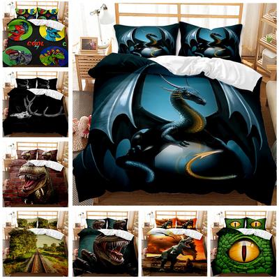 Dinosaurier Muster Personalisiertes Design 3D Digitaldruck Bettbezug-Set Dreiteilige Bettwäsche