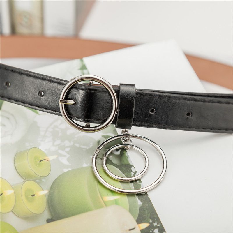 

Уникальный женский ремень, украшенный жемчужным сердцем, идеально подходящий для повседневных студенческих нарядов Black Double Circle