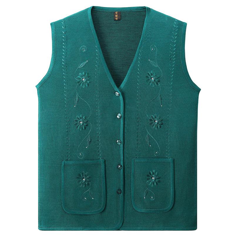 Middle Aged and Elderly Women's Spring Autumn Thin Vest Elderly Cardigan Vest Loose Plus Size Grandma Knit Cardigan Outfit