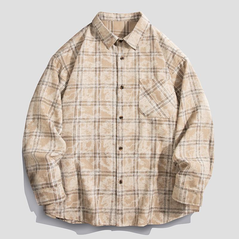 Spring Autumn Long Sleeves New Oversize Shirt For Men's Plaid Harajuku Clothing Casual Hawaiian Shirt