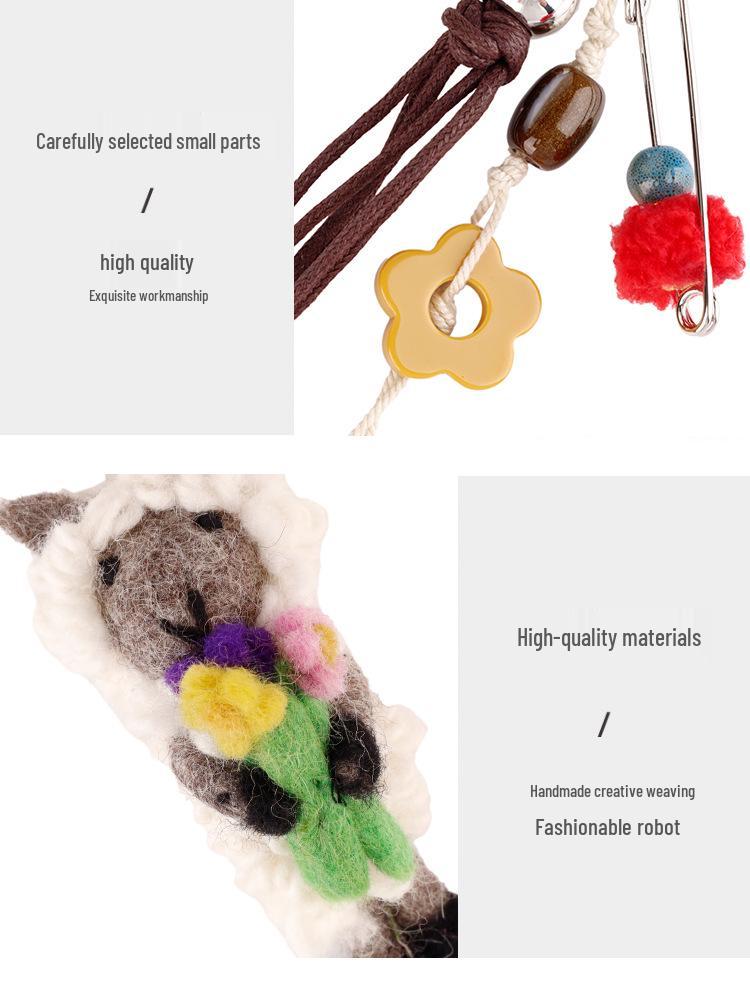 Wool Wizard Doll Keychain - Handmade Lamb Plush Charm