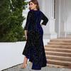Autumn Women's Plus-size Velvet Dress Three-quarter Sleeve Long Velvet Mermaid Dress