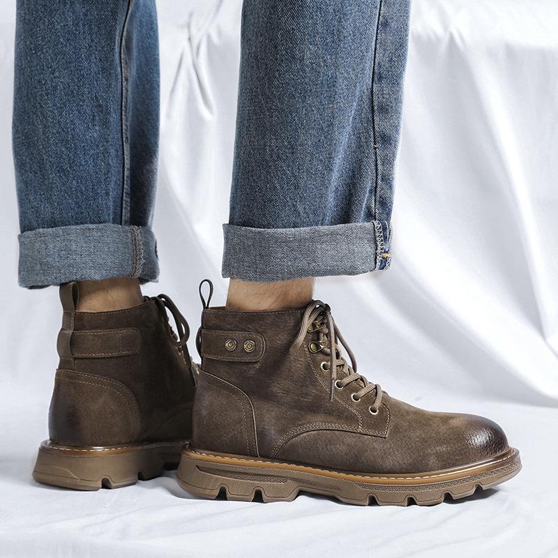 2025 Martin boots men's pigskin British round head leather boots Korean version tooling boots outdoor leisure snow boots 8134-R