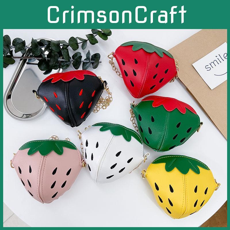 Girls Princess Pu Leather Shoulder Bag Antitheft Strawberry Purse Cute Design For Toddler Kids Gift