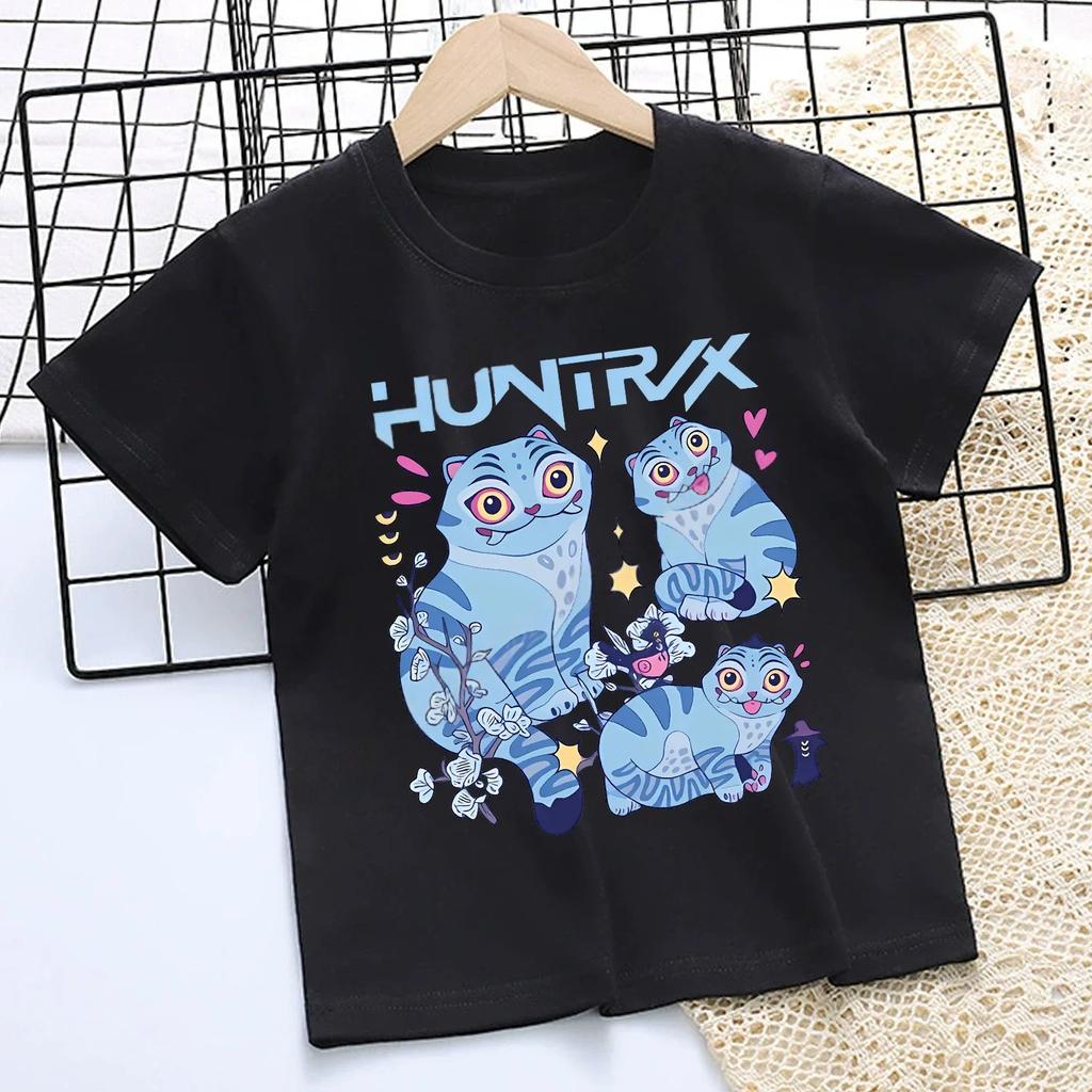 T-shirt per Bambini KPop Demon Hunters Stampa Carina Estate Casual Cotone Magliette per Bambini Moda Manica Corta Abbigliamento Sportivo Ragazze Top